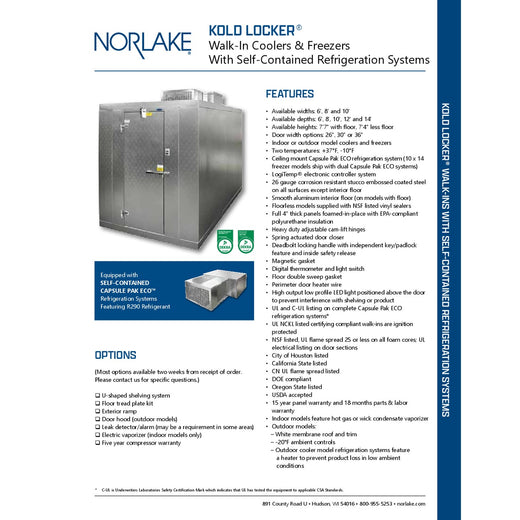 Kold Locker Series Specification Sheet