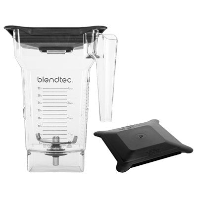 Blendtec 40-711-03 FourSide jar with lid, front view, second lid shown beside it