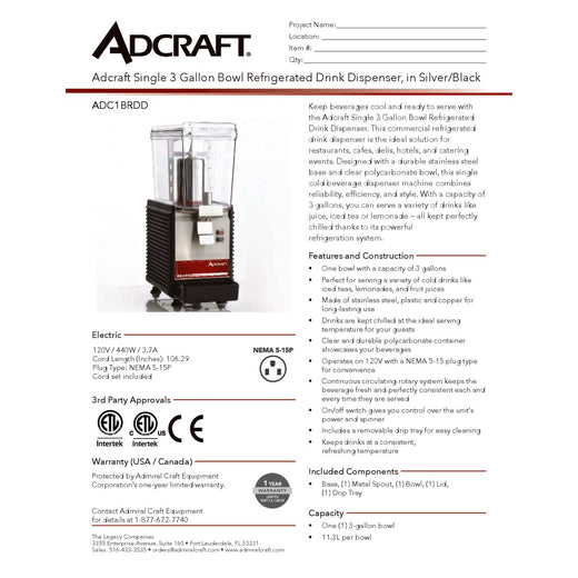ADC1BRDD Spec Sheet
