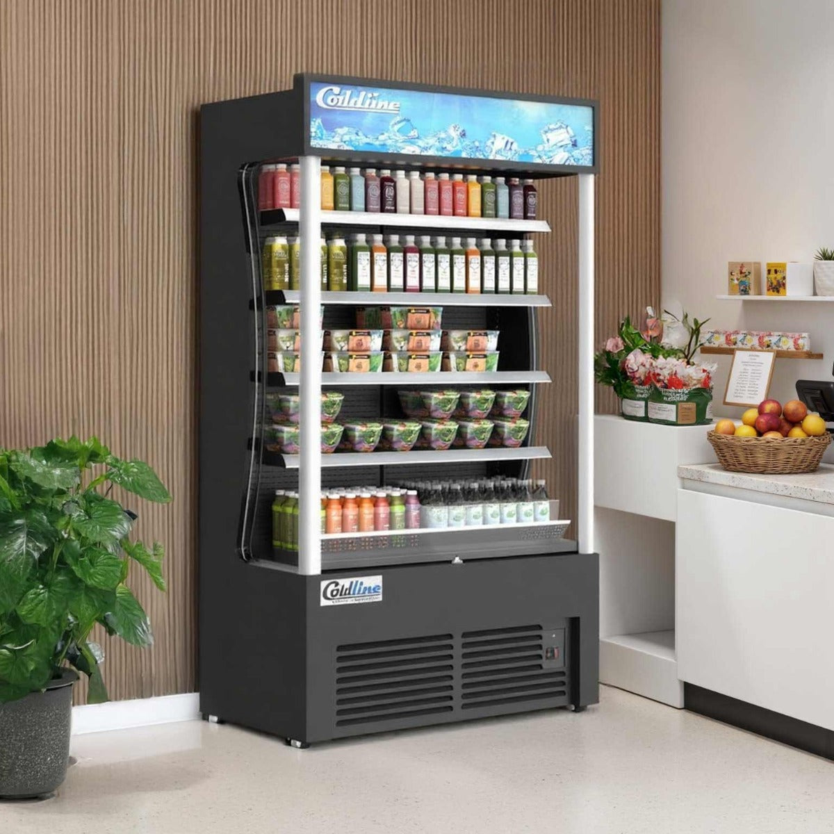 Coldline AOC-46-B 46" Black Open Air Refrigerated Display Merchandiser, Black