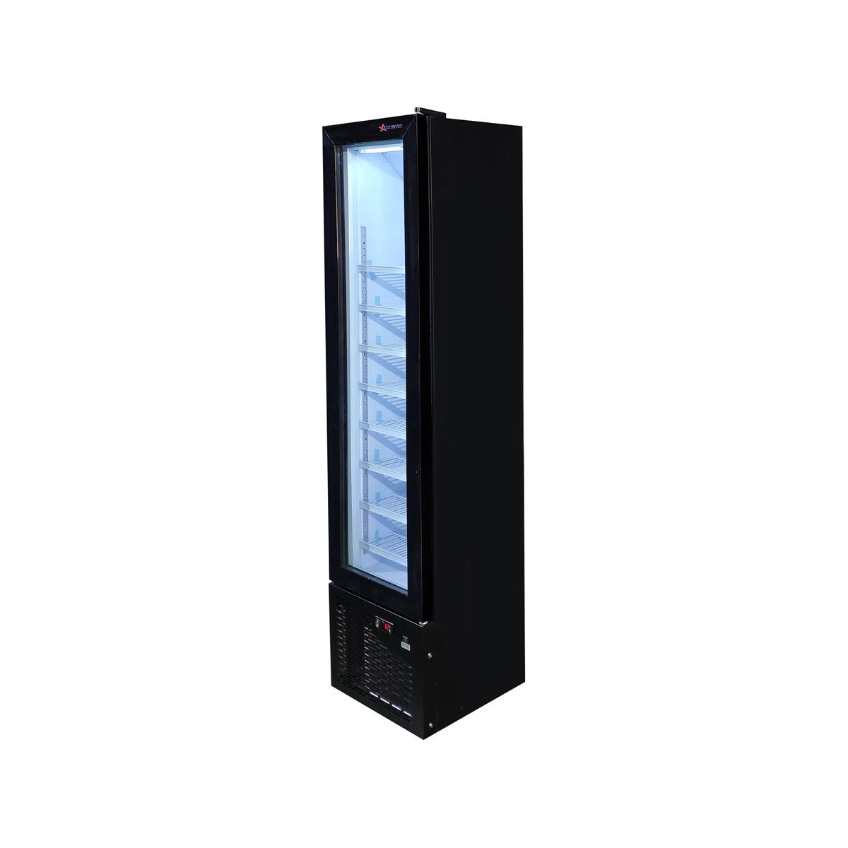 Omcan 47241 16" 1 Glass Door Freezer Merchandiser in Black, 3.7 cu. ft.
