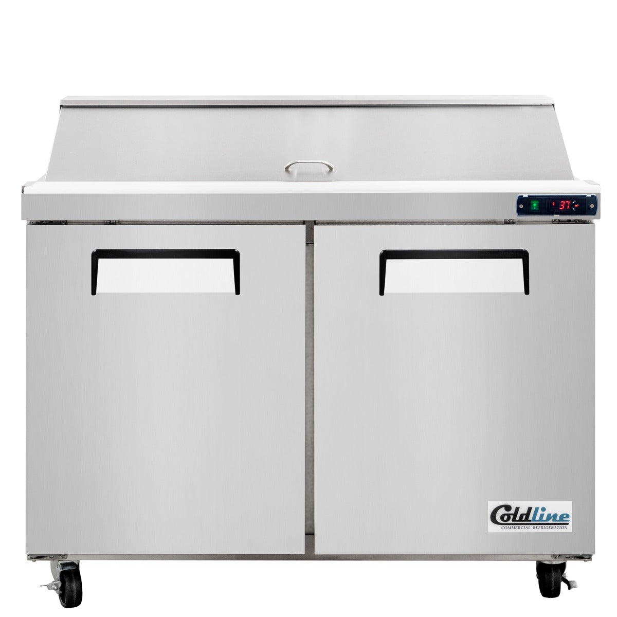 Coldline SPN-48 narrow depth sandwich prep table, front view