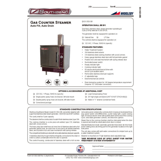 Spec Sheet