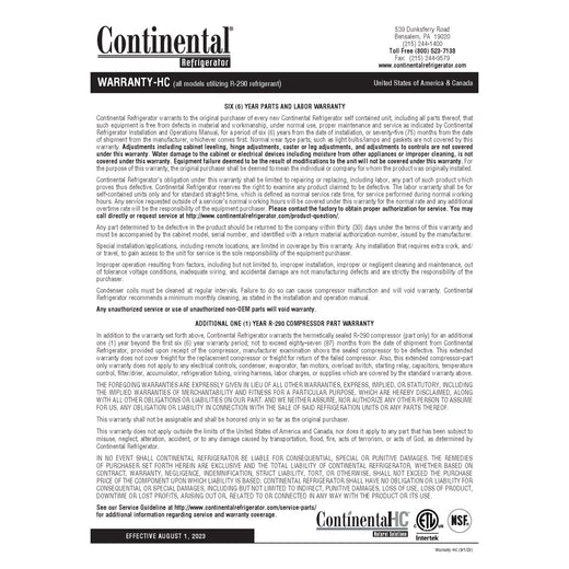Hydrocarbon Refrigerant Warranty