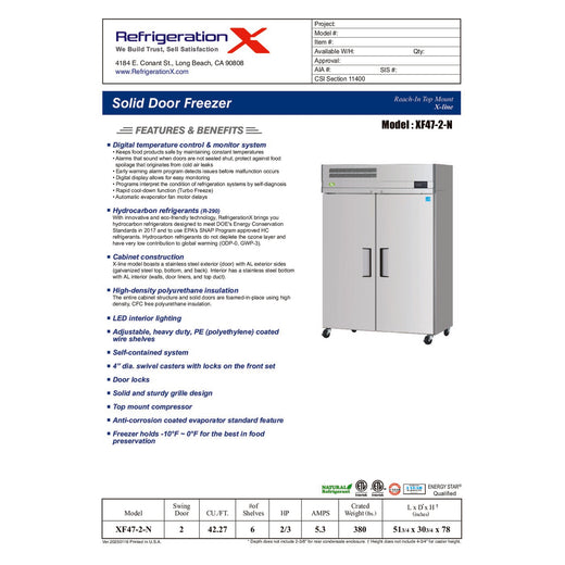 XF47-2-N Spec Sheet