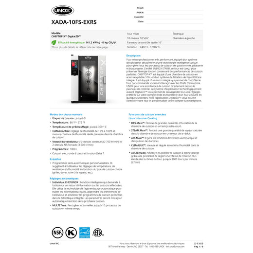 Spec Sheet French