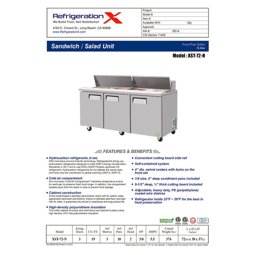 XST-72-N Spec Sheet