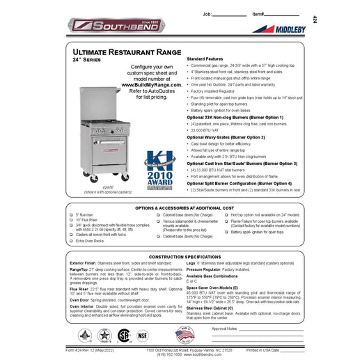 Product Family Spec Sheet