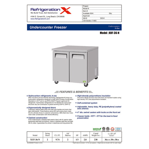 XUF-36-N Spec Sheet