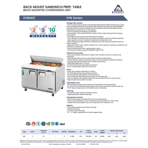 Spec Sheet
