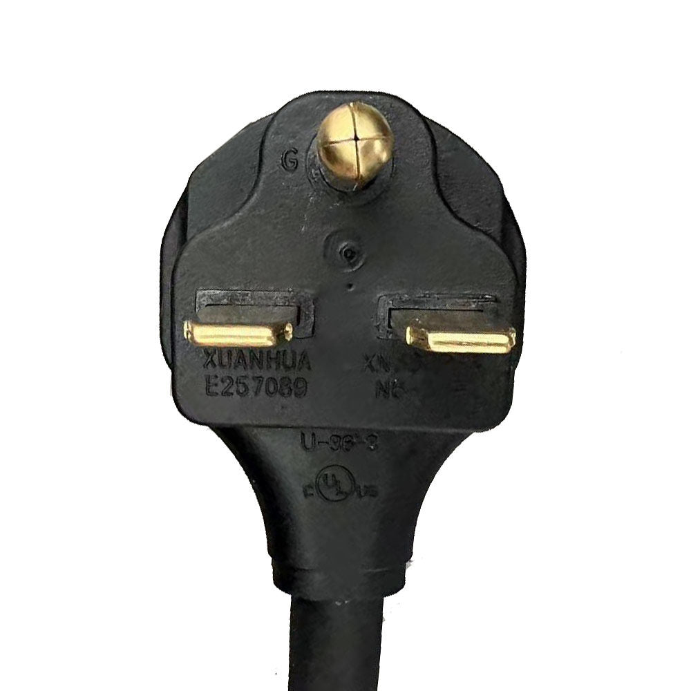 NEMA 6-30P plug of the Coldline SOC-76-220-W open air merchandiser, close-up