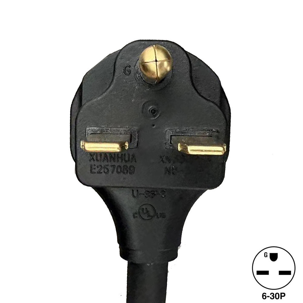 Coldline SOCD-76-B black open air merchandiser, close-up of the NEMA 6-30P plug