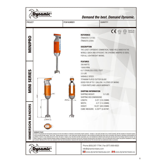 Spec Sheet