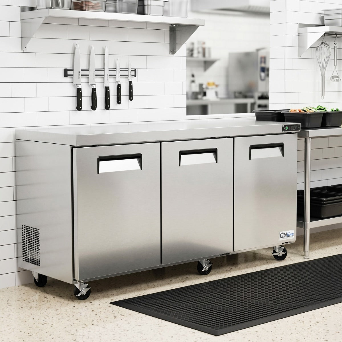 Coldline UCN-72R 72" Narrow Depth Undercounter Worktop Refrigerator