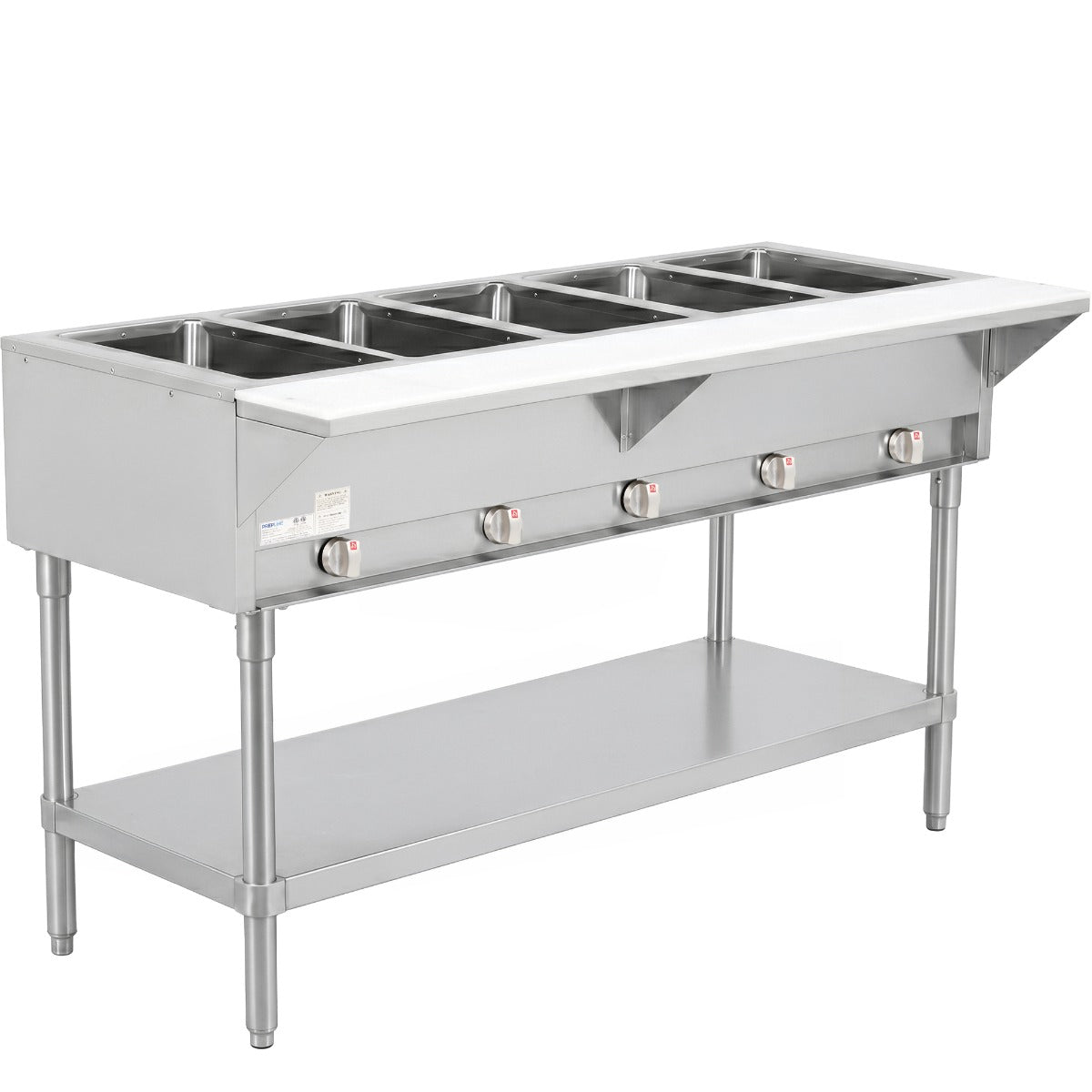 Prepline GST74-5O gas steam table, angled view
