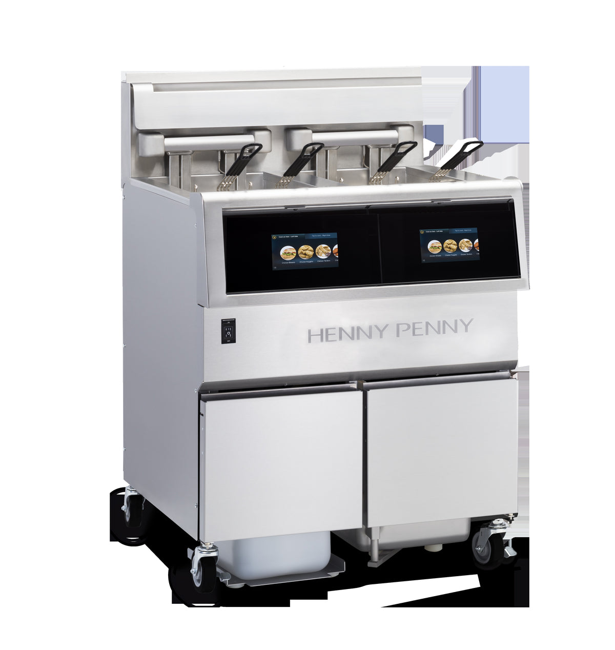 Henny Penny OFG512.0 F5 2-well gas open fryer with touchscreen controls, front angle view