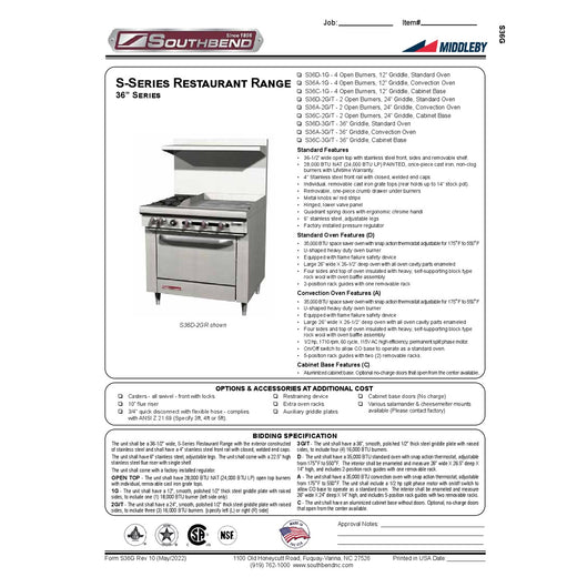 Product Family Spec Sheet