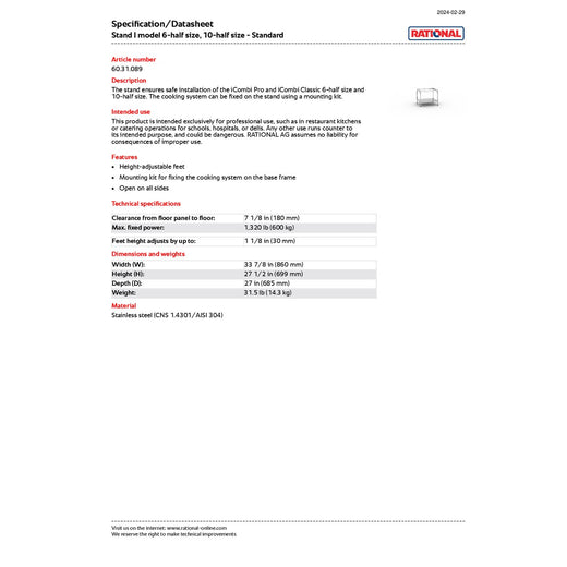 Spec Sheet