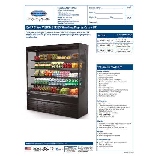 VRSL3678S-QS Spec Sheet
