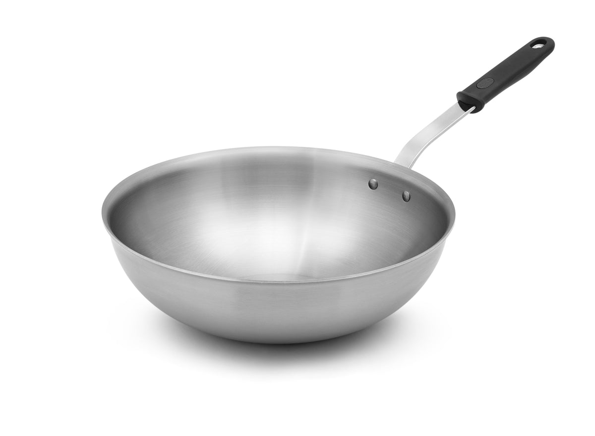 Vollrath 702111 3-Ply Stir Fry Pan, 11" Dia, 18/8 Stainless Steel, Aluminum Core, Silicone Handle