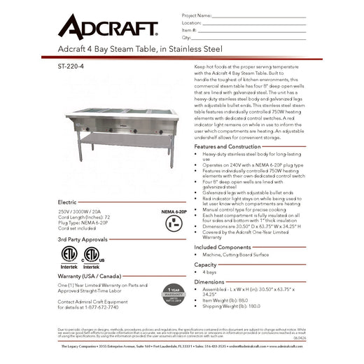 ST-220-4 Spec Sheet