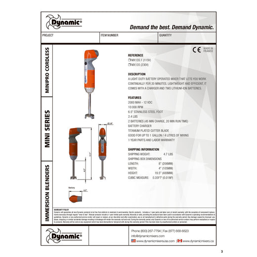 Spec Sheet