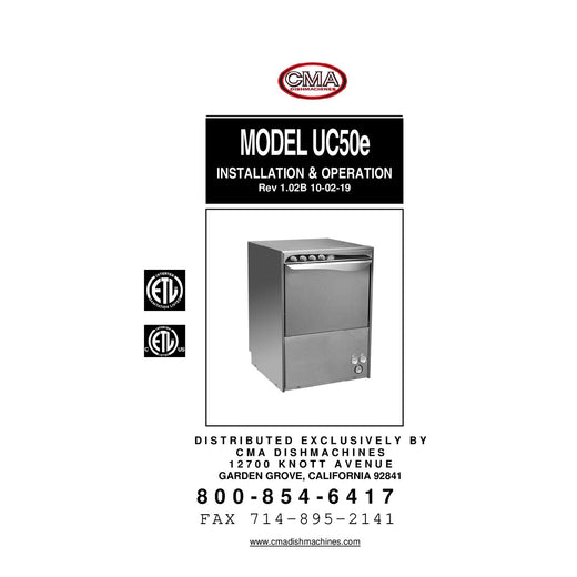 CMA DishMachines UC-50e Manual