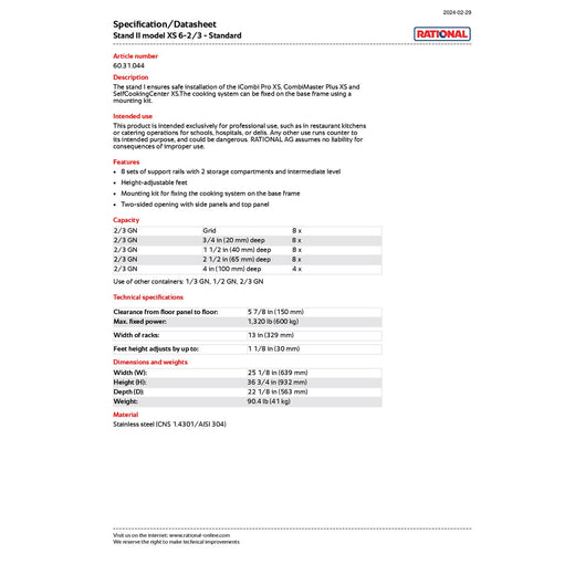 Spec Sheet
