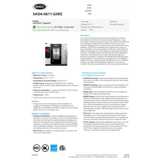 Spec Sheet French