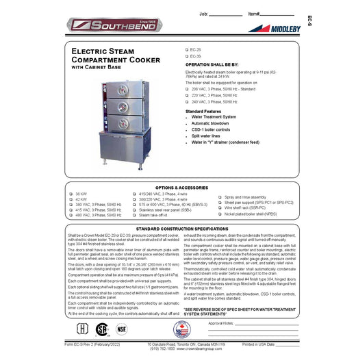 Spec Sheet