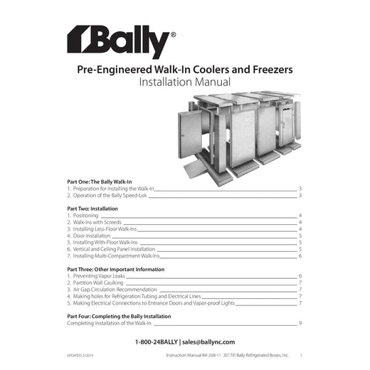 Bally Walk-In User Manual