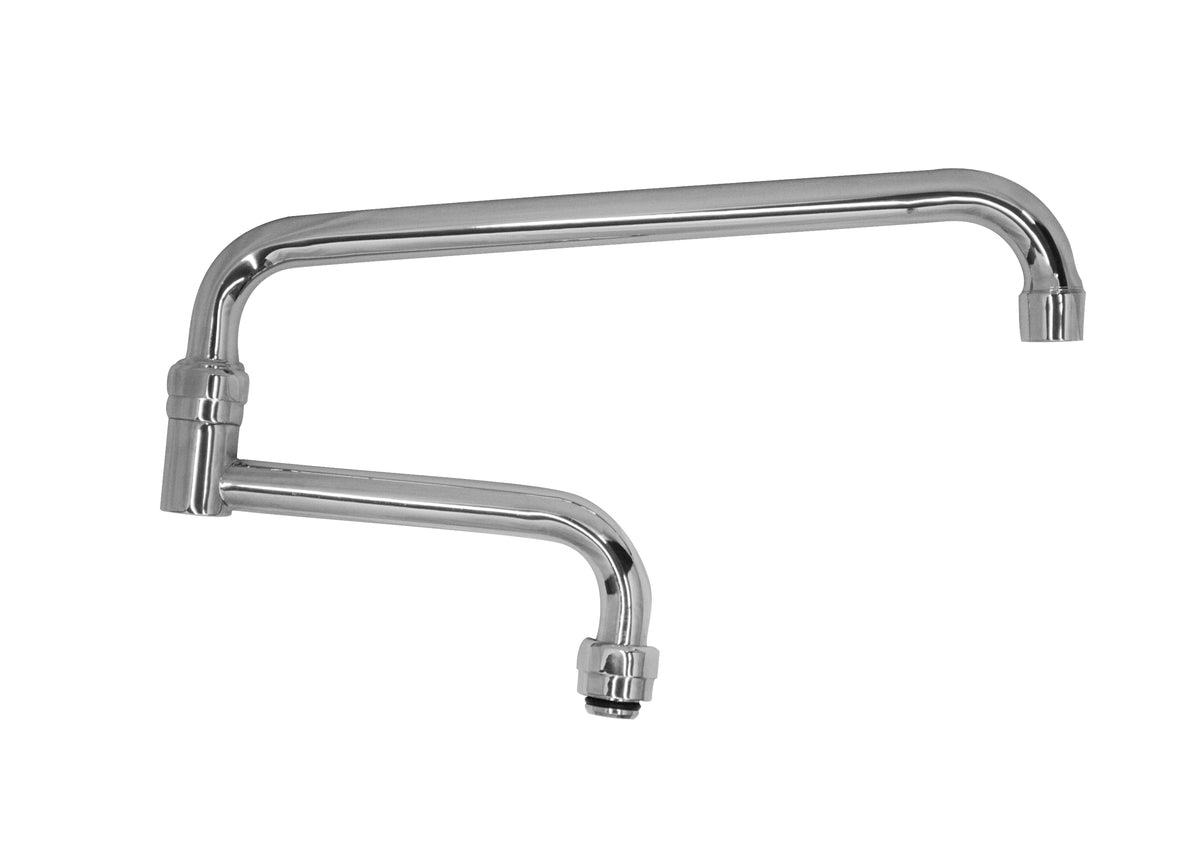 Serv-Ware AF-18DJ-CWP 10 inch double-jointed add-on faucet spout, polished metal, side view