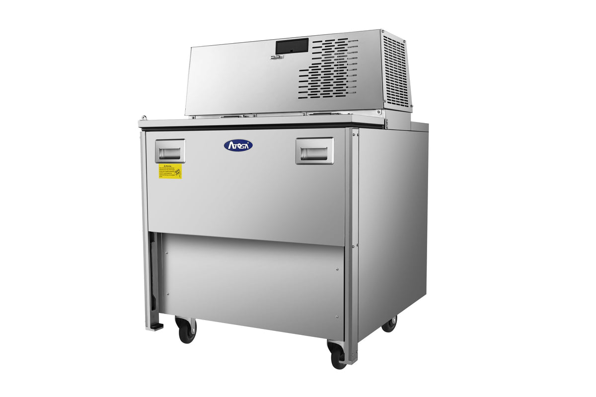 Atosa AMC-3401 milk cooler, angled view from the left