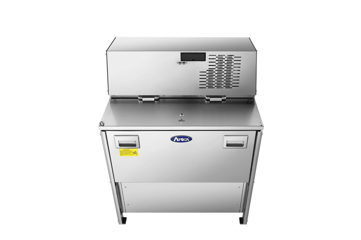 Atosa AMC-3401 milk cooler, front view from above