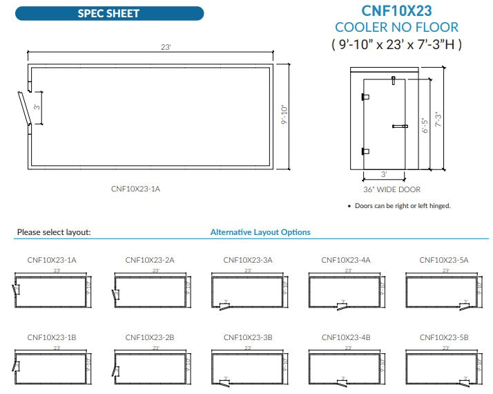 Astra 10 x 23 Walk-In Cooler No Floor With Remote Refrigeration CNF10X23-RM