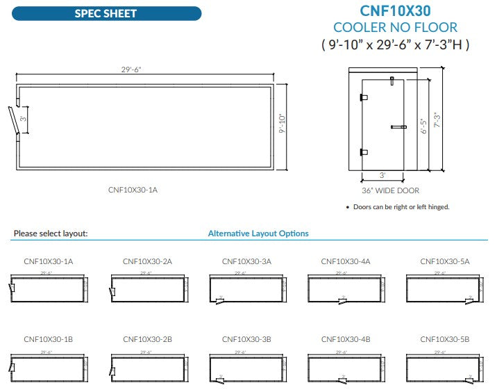 Astra 10 x 30 Walk-In Cooler No Floor With Remote Refrigeration CNF10X30-RM