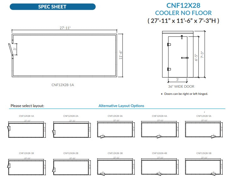 Astra 12 x 28 Walk-In Cooler No Floor With Remote Refrigeration CNF12X28-RM