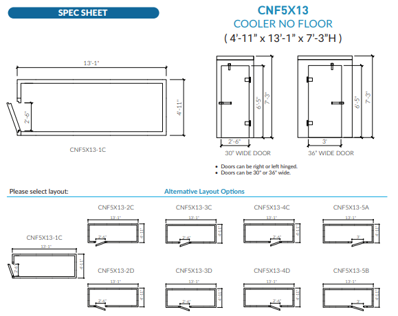 Astra 5 x 13 Walk-In Cooler No Floor With Remote Refrigeration CNF5X13-RM