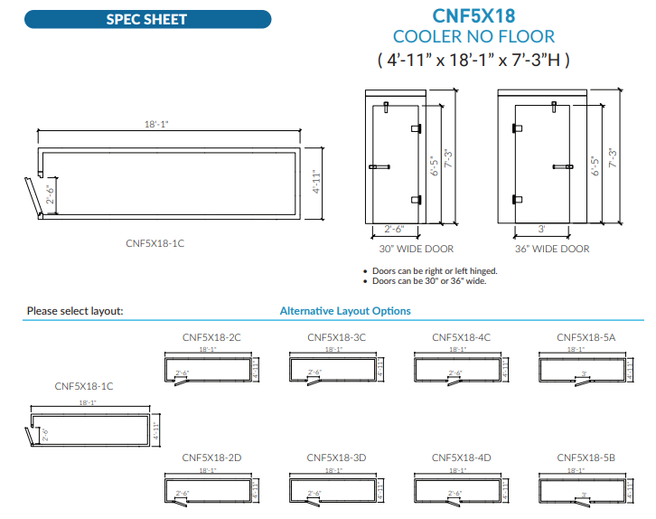 Astra 5 x 18 Walk-In Cooler No Floor With Remote Refrigeration CNF5X18-RM