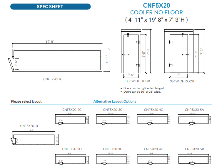 Astra 5 x 20 Walk-In Cooler No Floor With Remote Refrigeration CNF5X20-RM