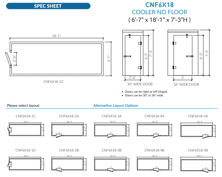 Astra 6 x 18 Walk-In Cooler No Floor With Remote Refrigeration CNF6X18-RM