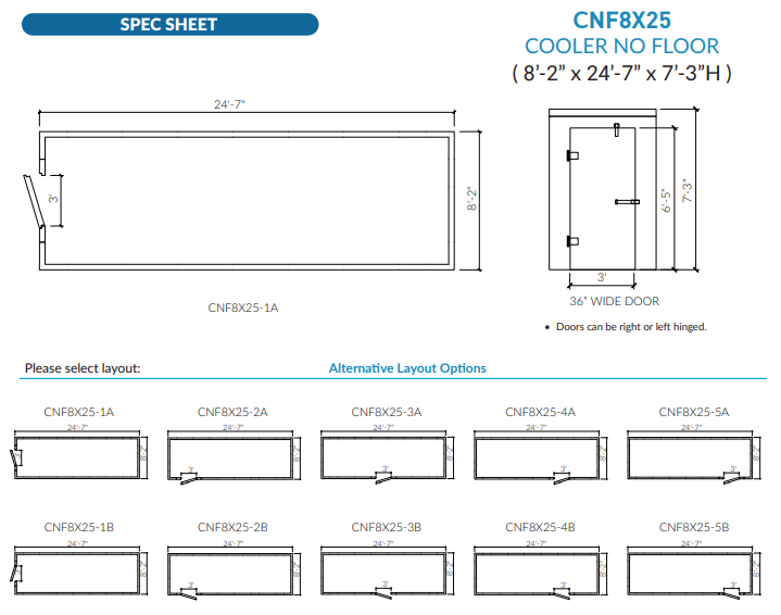 Astra 8 x 25 Walk-In Cooler No Floor With Remote Refrigeration CNF8X25-RM