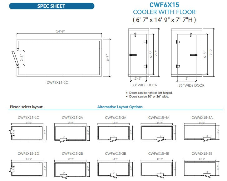 Astra 6 x 15 Walk-In Cooler No Floor With Top Mount Refrigeration CWF6X15-TM