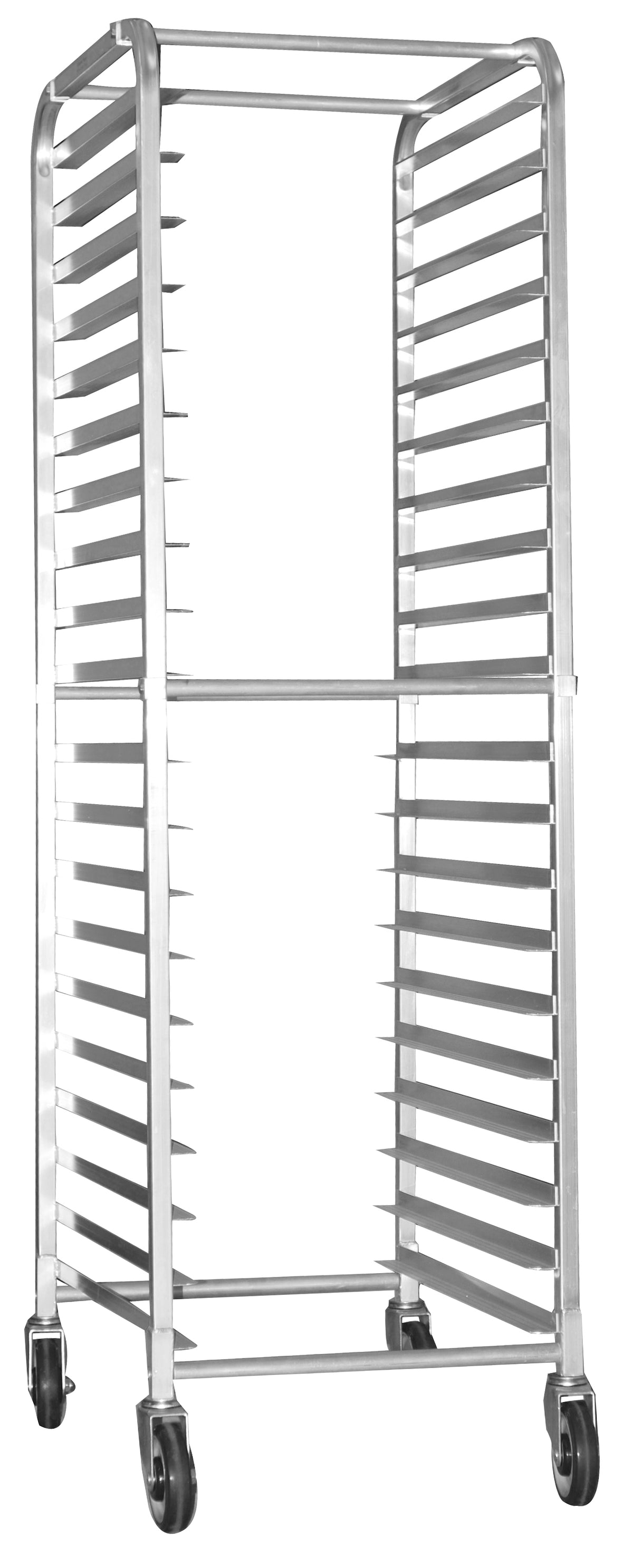 Serv-Ware CWP-APR-20EL-V 20-tier aluminum pan rack on casters, front angle view