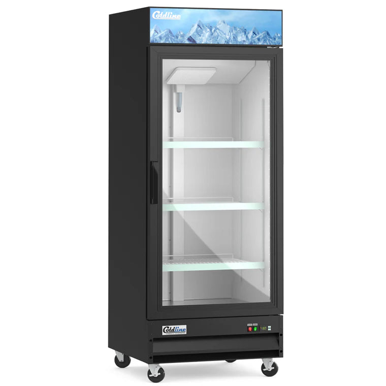Coldline D10-B 27” Single Glass Swing Door Merchandiser Freezer - Black