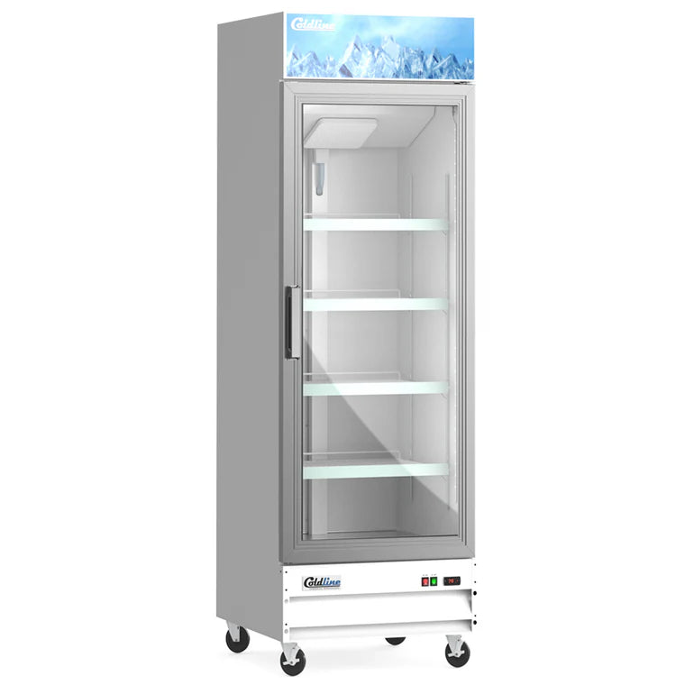 Coldline D12-W 27” Single Glass Swing Door Merchandiser Freezer - White