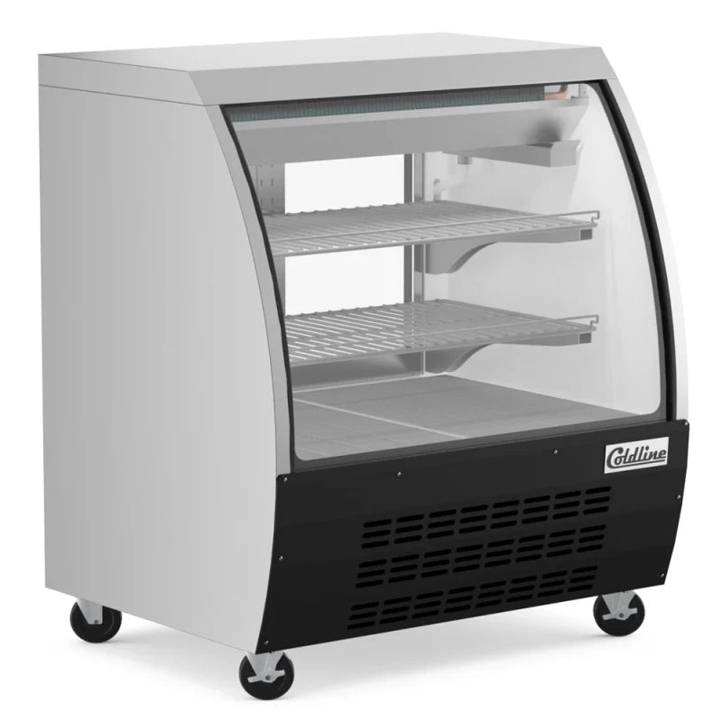 Coldline DC36-B 36" Black Refrigerated Curved Glass Deli Meat Display Case
