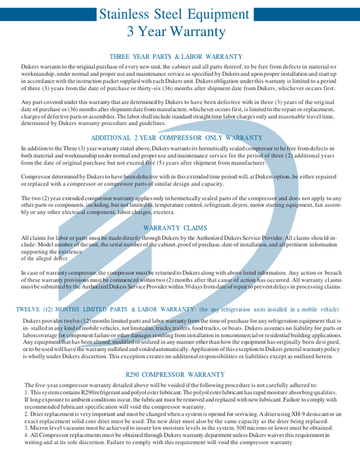 Warranty Statement