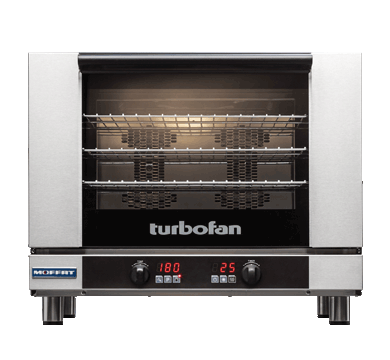 Moffat Turbofan E28D4 full-size digital electric convection oven, front view, door closed