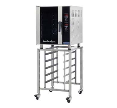 Moffat Turbofan E33D5 convection oven shown on the optional SK33 stand (stand sold separately)